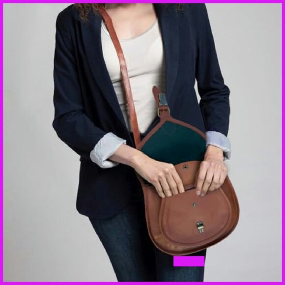 Vintage Leather Crossbody Satchel Boho Chic Handbag Travel Purse Adjustable - Picture 6 of 6